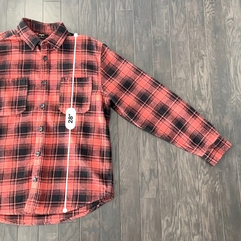 Orange & Black Brahma Medium Flannel Shirt  100% Cotton - Picture 6 of 12